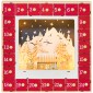 Ημερολόγιο LED Advent με σκηνή του χωριού, 24 μεγάλα συρτάρια, MDF, 34 x 7 x 34 cm, κόκκινο