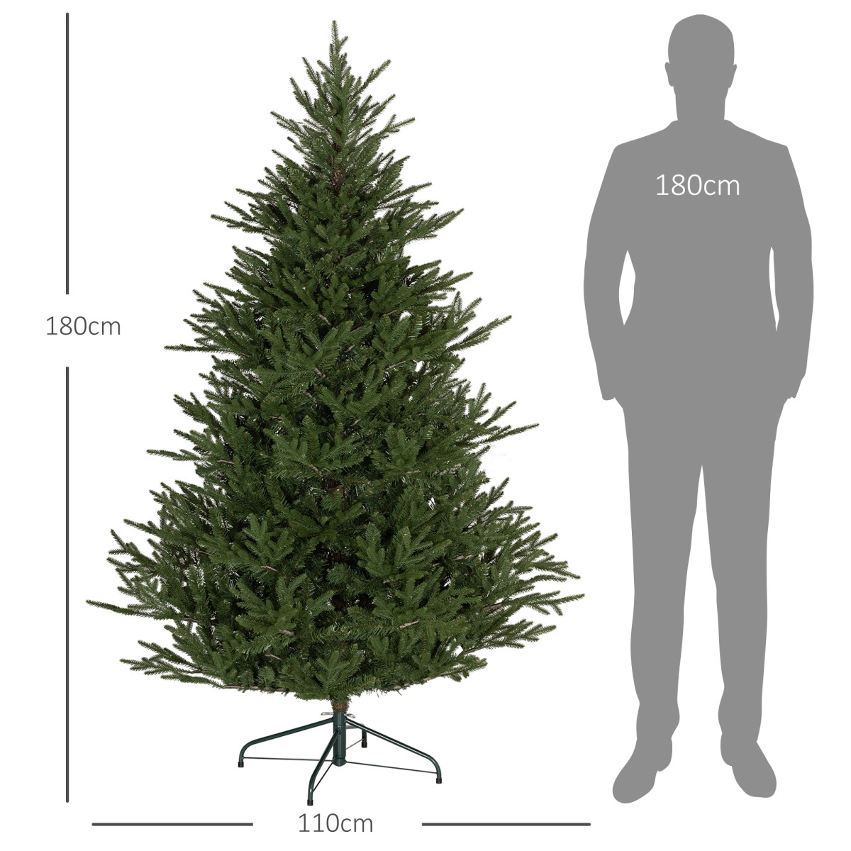 Χριστουγεννιάτικο δέντρο 183 cm, ρεαλιστική εμφάνιση, γρήγορη συναρμολόγηση, με βάση, πυρίμαχο πλαστικό