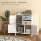 Μπουφές, shabby chic συρταριέρα, 2 συρτάρια, 3 θήκες για ντουλάπια, ξύλο πεύκου, 68x34x80cm, λευκό