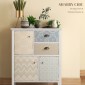 Μπουφές, shabby chic συρταριέρα, 2 συρτάρια, 3 θήκες για ντουλάπια, ξύλο πεύκου, 68x34x80cm, λευκό