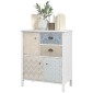 Μπουφές, shabby chic συρταριέρα, 2 συρτάρια, 3 θήκες για ντουλάπια, ξύλο πεύκου, 68x34x80cm, λευκό