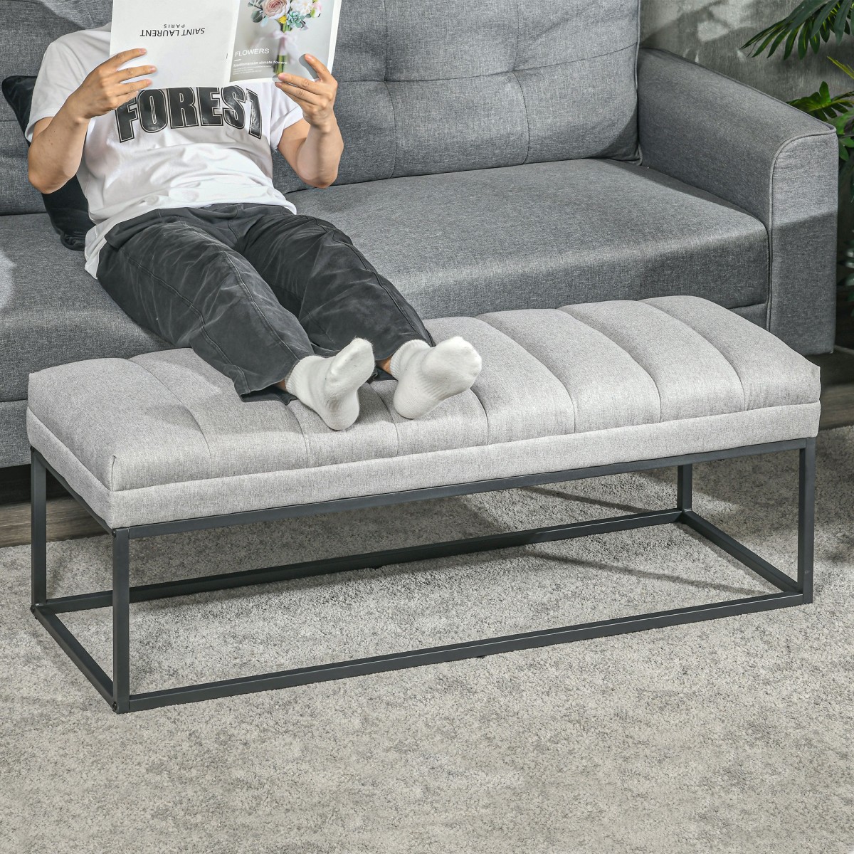 Industrial Design Πάγκος Κρεβάτι Πάγκος Μεταλλικά Πόδια Ροζ + Μαύρο