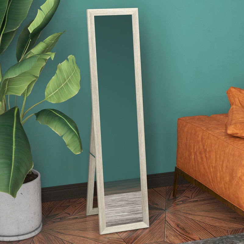 Ολόσωμος καθρέφτης 37 x 157 cm Κρεμαστός ή όρθιος ορθογώνιος καθρέφτης για υπνοδωμάτιο σαλονιού Γκρι