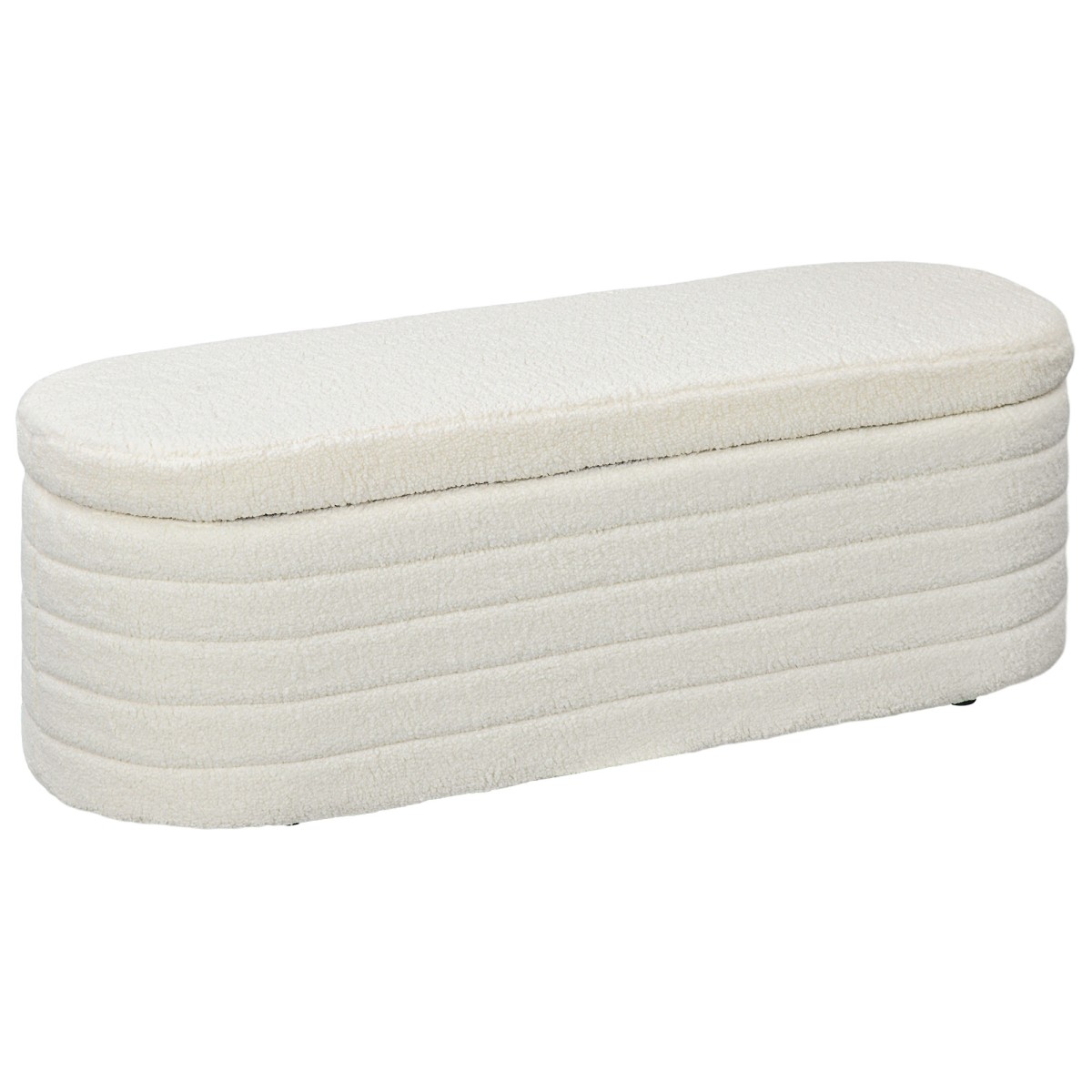 Παγκάκι κρεβατιού, αποθηκευτικός χώρος, teddy fleece, 116x41x40,5cm, κρεμ λευκό