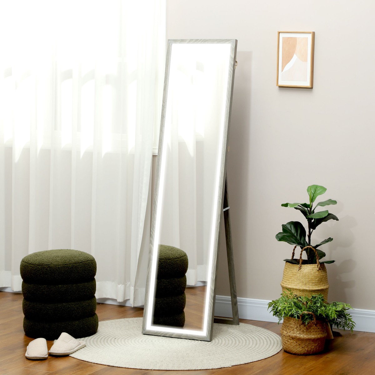 Ολόσωμος καθρέφτης LED, 40 x 160 cm, χειριστήριο αφής, dimmable, 3 χρώματα, γκρι