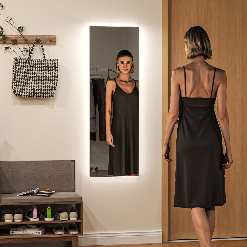 Καθρέφτης LED ολόσωμος, Ρυθμιζόμενος φωτισμός, Χωρίς πλαίσιο, Έλεγχος αφής, 40 x 120 cm