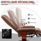 Καρέκλα χαλάρωσης, ανακλινόμενη 145°, ρυθμιζόμενο υποπόδιο, ψεύτικο δέρμα, περιστρεφόμενη 360°, έως 120 κιλά, καφέ