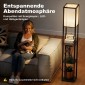 Φωτιστικό δαπέδου LED με ράφια, ρυθμιζόμενο, διακόπτης αλυσίδας & πρίζες, μαύρο