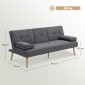 Καναπές κρεβάτι Scandi design, 3θέσιος καναπές, 2 μαξιλάρια, γκρι + φυσικό