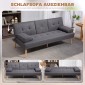 Καναπές κρεβάτι Scandi design, 3θέσιος καναπές, 2 μαξιλάρια, γκρι + φυσικό