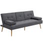 Καναπές κρεβάτι Scandi design, 3θέσιος καναπές, 2 μαξιλάρια, γκρι + φυσικό