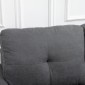 Γωνιακός καναπές σε σχέδιο Scandi, με ραφές με κουμπί, μασίφ ξύλο, λινό όψη, γκρι