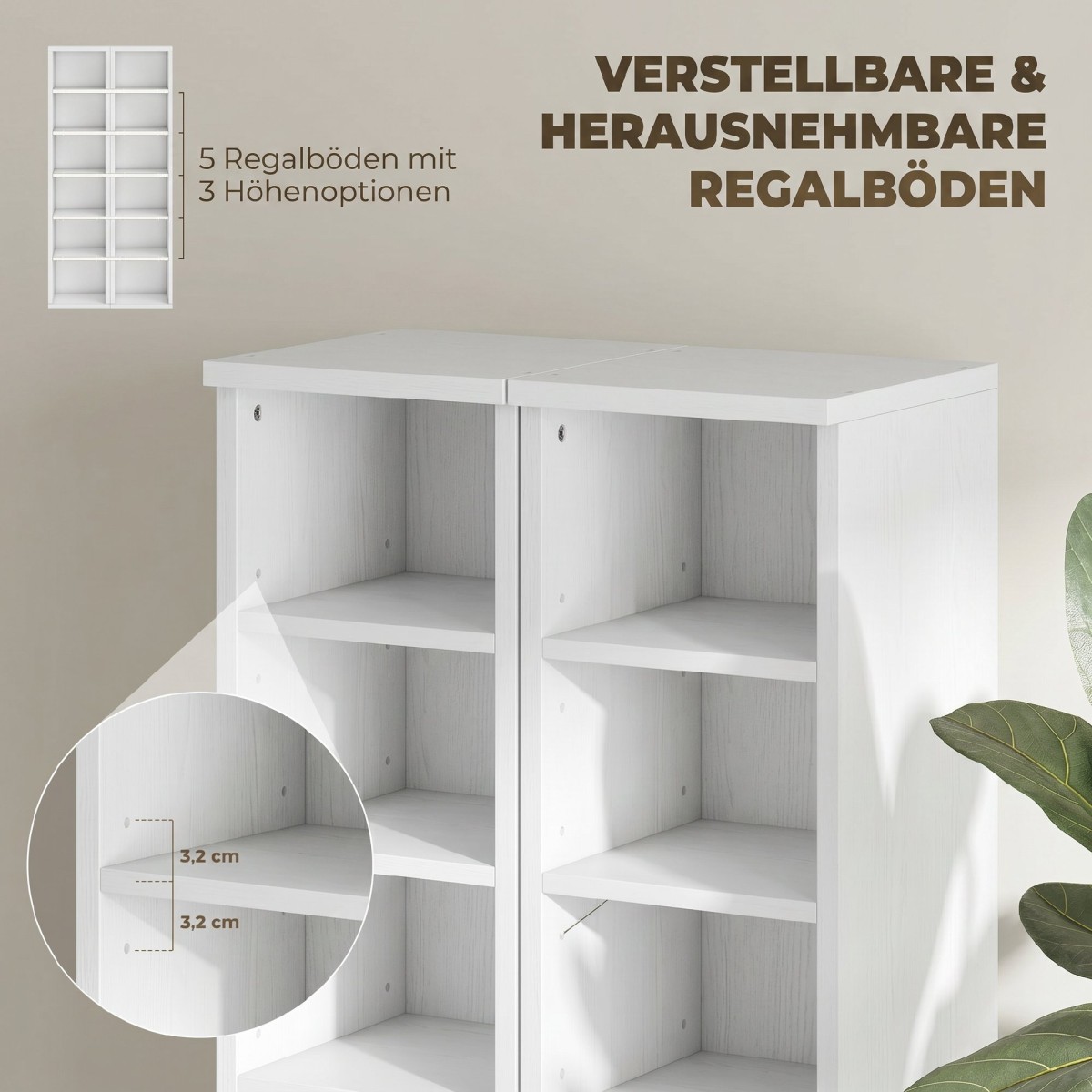 204 Ράφια αποθήκευσης CD Σετ 2, Blu-Ray Tower Stand με ρυθμιζόμενα ράφια, Organizer ραφιών, Λευκό