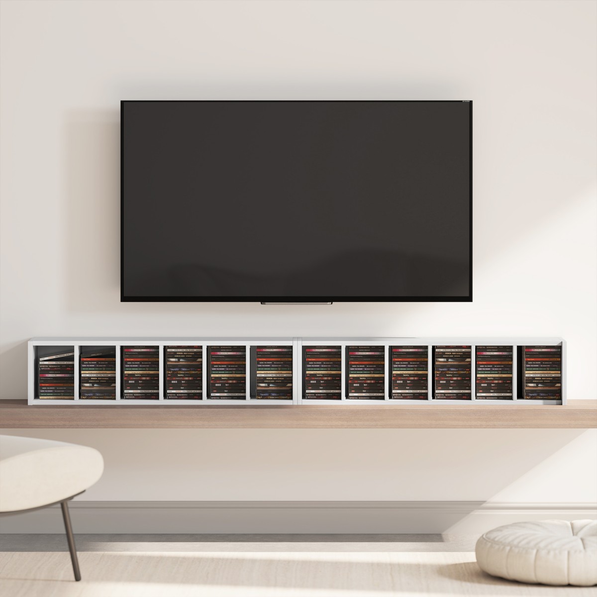 204 Ράφια αποθήκευσης CD Σετ 2, Blu-Ray Tower Stand με ρυθμιζόμενα ράφια, Organizer ραφιών, Λευκό