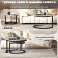 Μοντέρνο σετ τραπεζάκι σαλονιού 2, στοιβαζόμενα βοηθητικά τραπεζάκια με μεταλλικό σκελετό για σαλόνι, υπνοδωμάτιο, γραφείο, γκρι