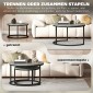Μοντέρνο σετ τραπεζάκι σαλονιού 2, στοιβαζόμενα βοηθητικά τραπεζάκια με μεταλλικό σκελετό για σαλόνι, υπνοδωμάτιο, γραφείο, γκρι