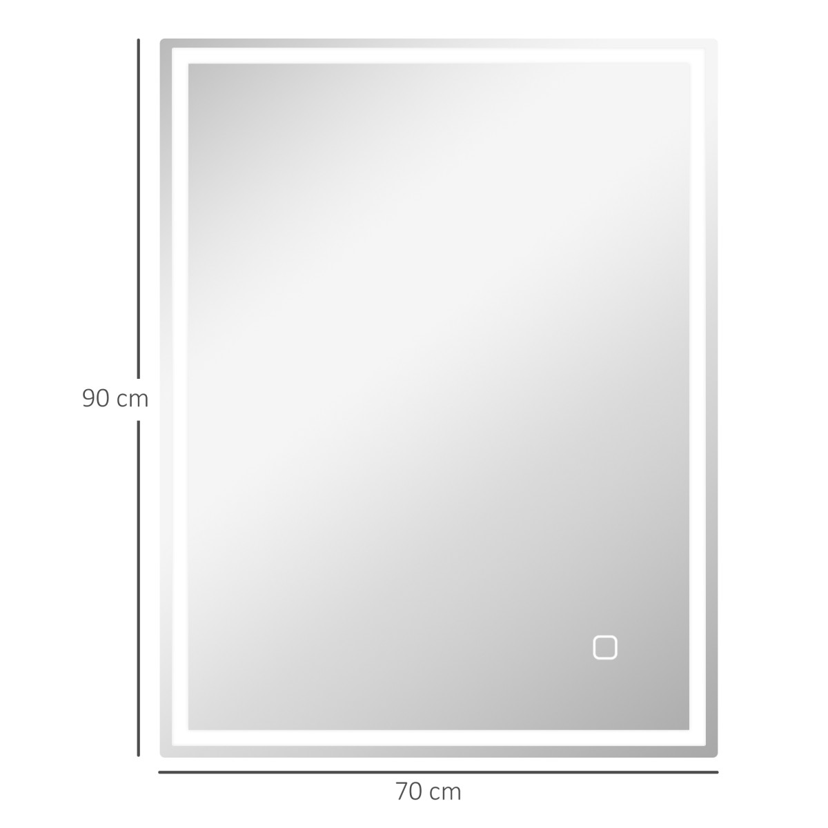 Καθρέπτης μπάνιου με φωτισμό 90x70 cm Καθρέφτης LED καθρέφτης τοίχου με λειτουργία μνήμης 3 ανοιχτά χρώματα ασημί