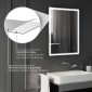 Καθρέπτης μπάνιου με φωτισμό 90x70 cm Καθρέφτης LED καθρέφτης τοίχου με λειτουργία μνήμης 3 ανοιχτά χρώματα ασημί