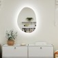 70 x 50 cm ασύμμετρος καθρέφτης μπάνιου με φως LED, έξυπνος διακόπτης αφής, λειτουργία κατά της ομίχλης, ασημί