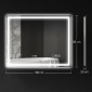 Καθρέφτης μπάνιου LED bluetooth 80 x 100 cm διακόπτης αφής ρυθμιζόμενος φωτισμός 3 χρώματα αντιθαμβωτική μνήμη ασημί