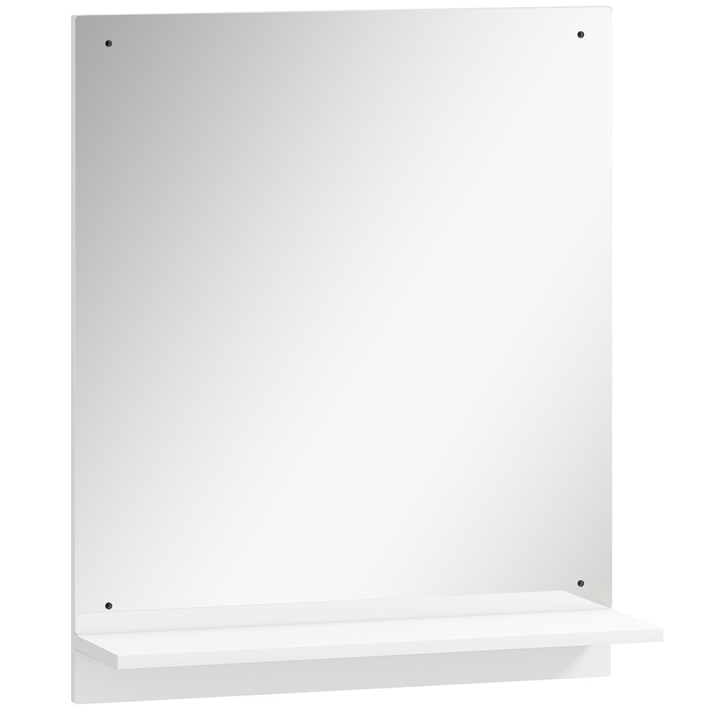 Καθρέφτης μπάνιου 50 x 60 cm καθρέφτης τοίχου με ράφι, καθρέφτης μπάνιου για χώρο εισόδου, διάδρομος, λευκό