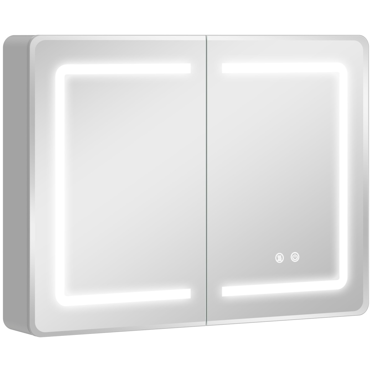 Ντουλάπι καθρέφτη για το μπάνιο με φωτισμό LED, ντουλάπι μπάνιου 60 x 80 cm με αντιθαμβωτικό, ρυθμιζόμενο 3 κατευθύνσεις