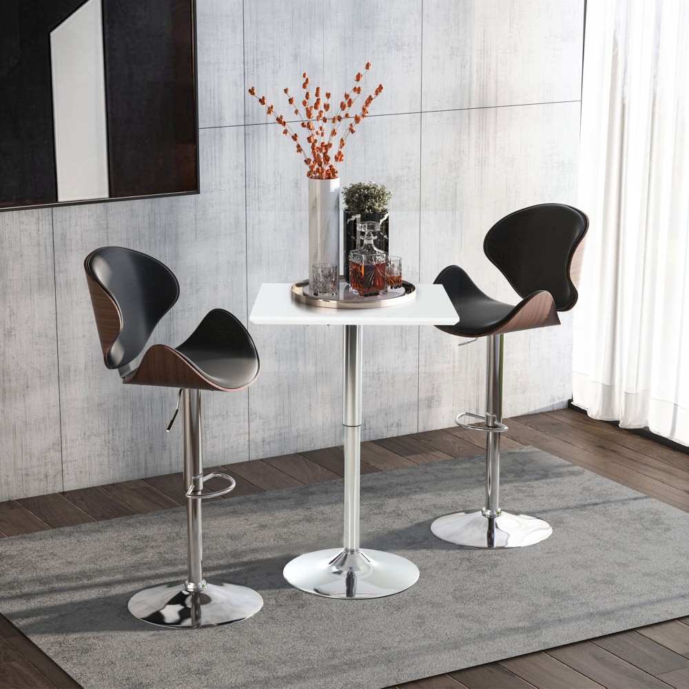 Bar Table Bistro Επιτραπέζιο Pub Ρυθμιζόμενο Ύψος Τετράγωνο Bar Table Bar Steel Λευκό 60 x 60 x 69-92 cm