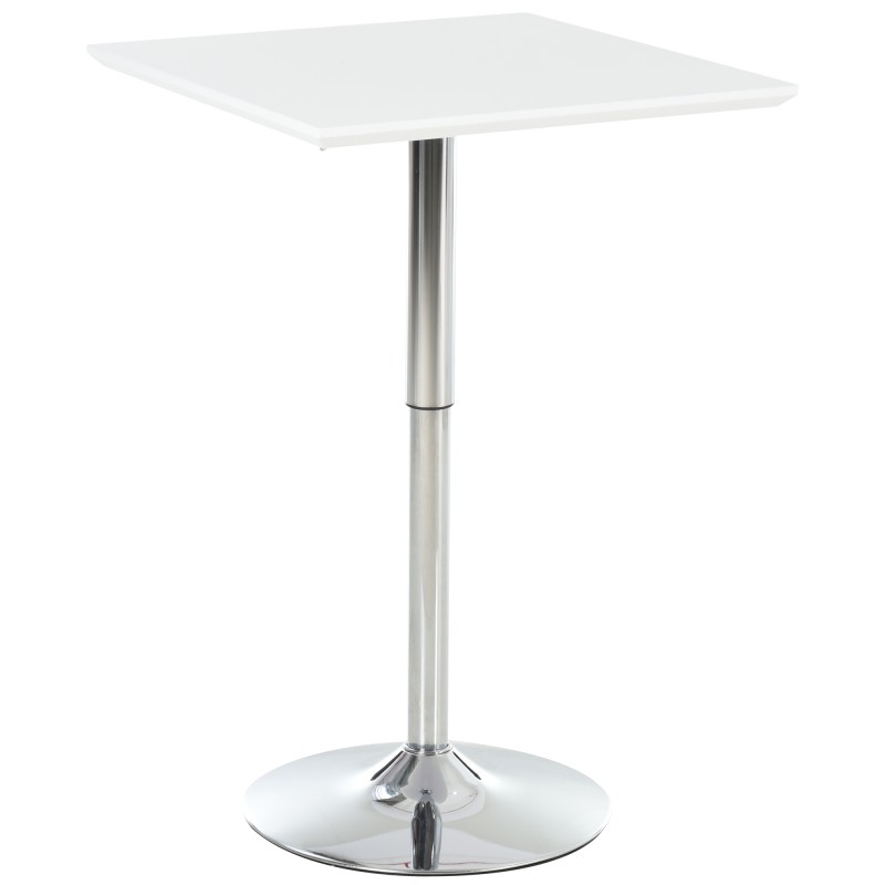 Bar Table Bistro Επιτραπέζιο Pub Ρυθμιζόμενο Ύψος Τετράγωνο Bar Table Bar Steel Λευκό 60 x 60 x 69-92 cm