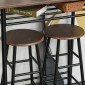 Σετ μπαρ, 3 τεμαχίων, τραπέζι & 2 σκαμπό, ράφι, industrial design, μαύρο/δρυς