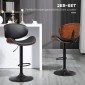 Σετ σκαμπό μπαρ, ρυθμιζόμενο ύψος, περιστρεφόμενο, ψεύτικο δέρμα, ατσάλινο πλαίσιο, μαύρο, 53 x 50,5 x 112,5 cm