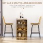 Σετ 2 σκαμπό μπαρ με πλάτη σε σχέδιο boho, PE rattan, συμπεριλαμβανομένου υποπόδιου, 42,5 cm x 52 cm x 102 cm, κίτρινο + μαύρο