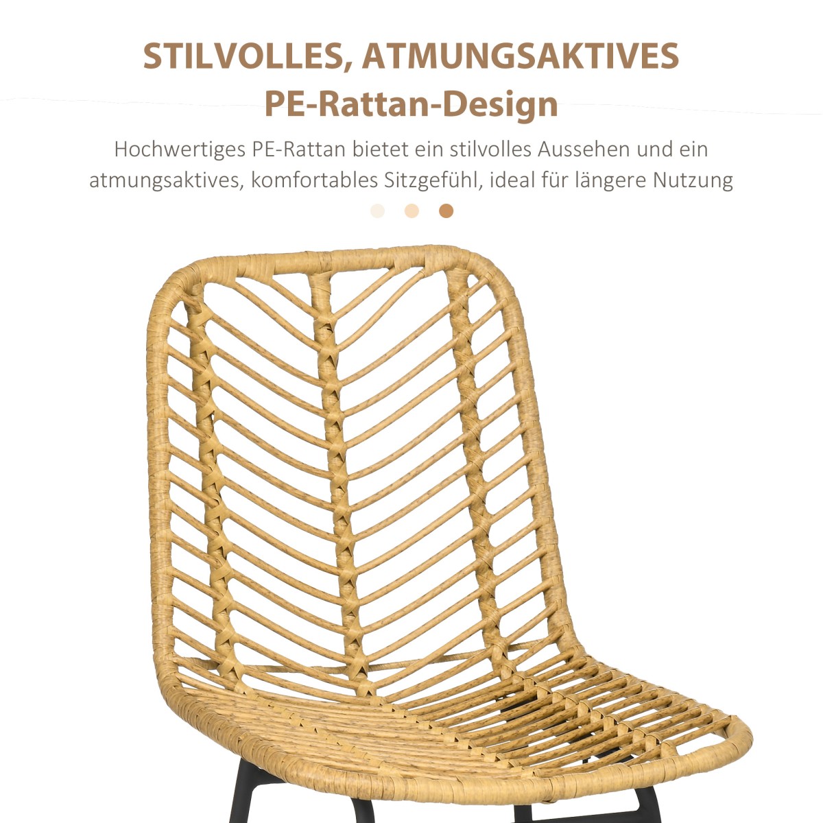 Σετ 2 σκαμπό μπαρ με πλάτη σε σχέδιο boho, PE rattan, συμπεριλαμβανομένου υποπόδιου, 42,5 cm x 52 cm x 102 cm, κίτρινο + μαύρο