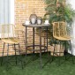 Σετ 2 σκαμπό μπαρ με πλάτη σε σχέδιο boho, PE rattan, συμπεριλαμβανομένου υποπόδιου, 42,5 cm x 52 cm x 102 cm, κίτρινο + μαύρο