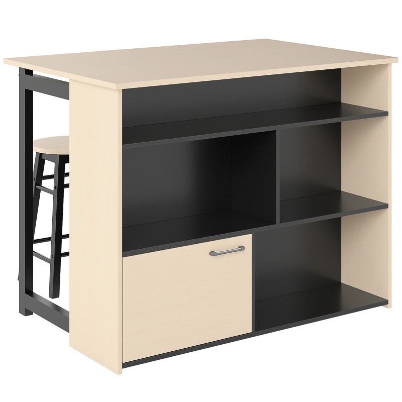 3 τεμ. Σετ μπαρ, τραπέζι μπαρ με πτυσσόμενο τραπέζι, 2 σκαμπό μπαρ, 6 αποθηκευτικοί χώροι, μαύρο + δρυς, 116 x 70 x 89,5 cm