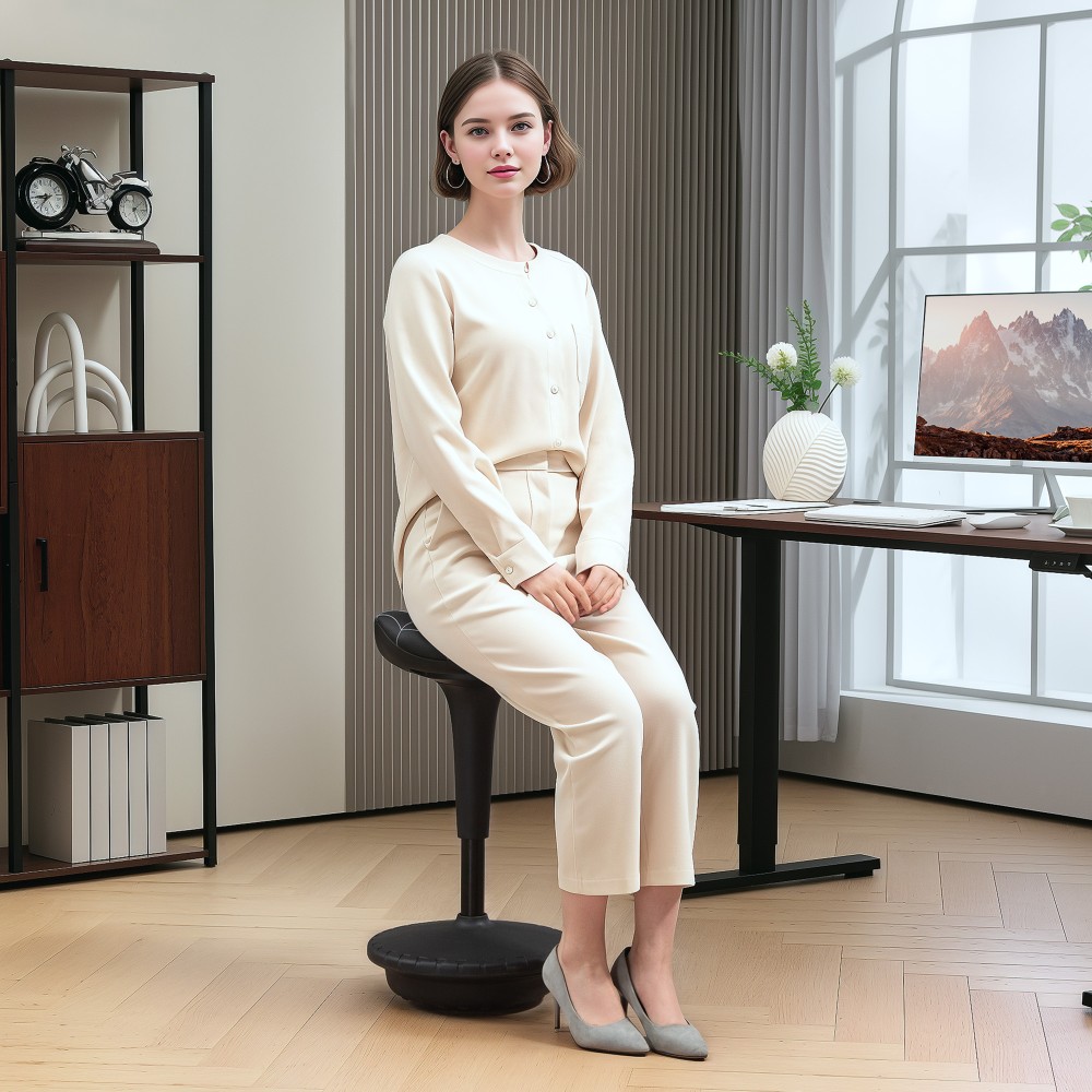 Σκαμπό γραφείου με λειτουργία περιστροφής, εργονομικό σκαμπό, ρυθμιζόμενο ύψος 65,5-83,5 cm, μαύρο ανακλινόμενο 120°