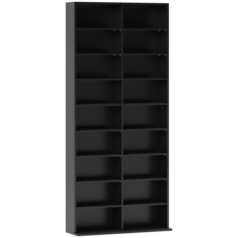 Ράφι αποθήκευσης για 640 CD, ράφι Blu-ray με 18 θήκες και 14 ρυθμιζόμενα ράφια, μαύρο