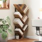 Βιβλιοθήκη όρθιο ράφι με 7 επίπεδα στενό ράφι σε σχήμα δέντρου για γραφείο, ρουστίκ καφέ