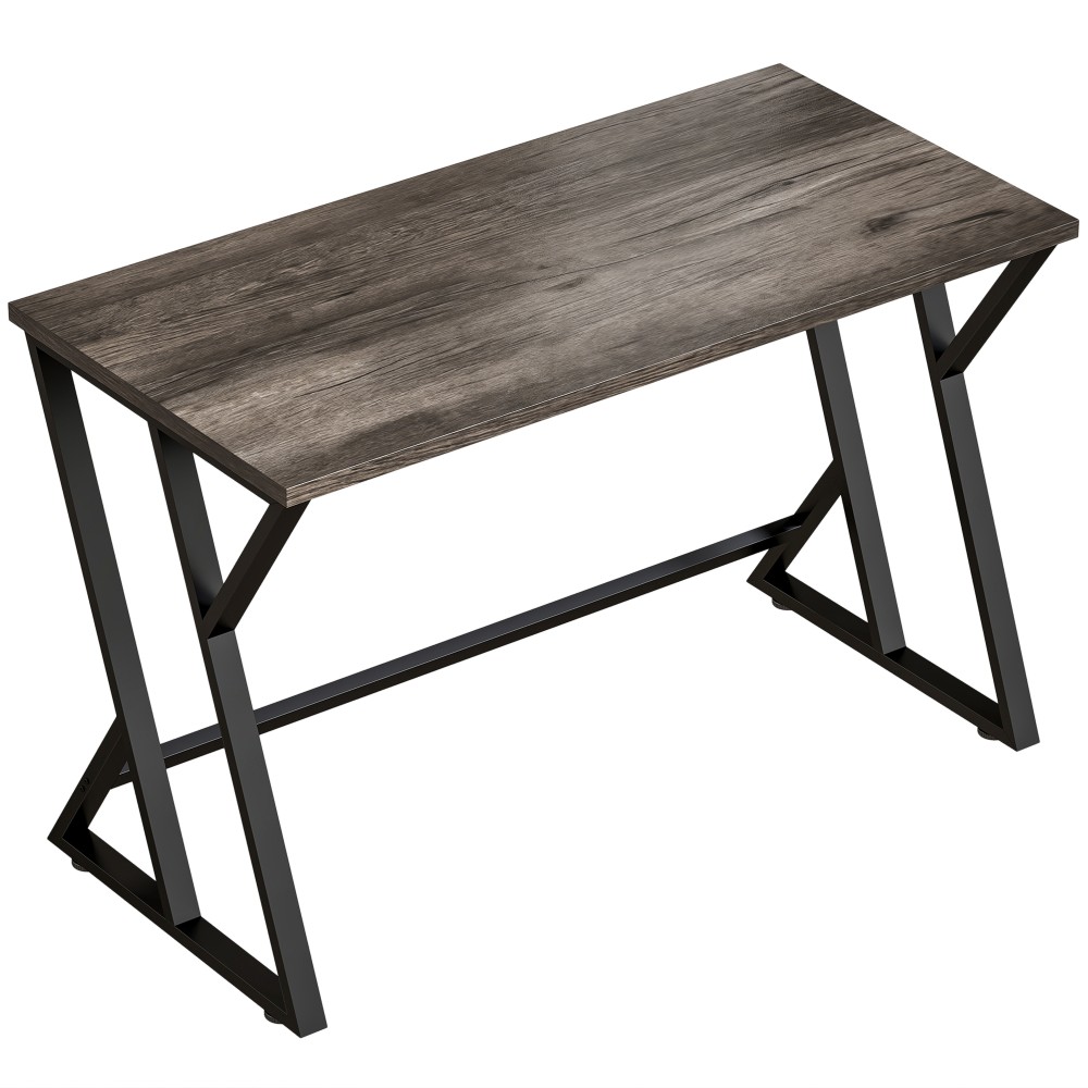 Επιτραπέζιο τραπέζι υπολογιστή 120x60cm τραπέζι γραφείου με μεταλλική βάση σε σχήμα Ζ, όψη ξύλου, βιομηχανικό σχέδιο για γραφείο, γκρι