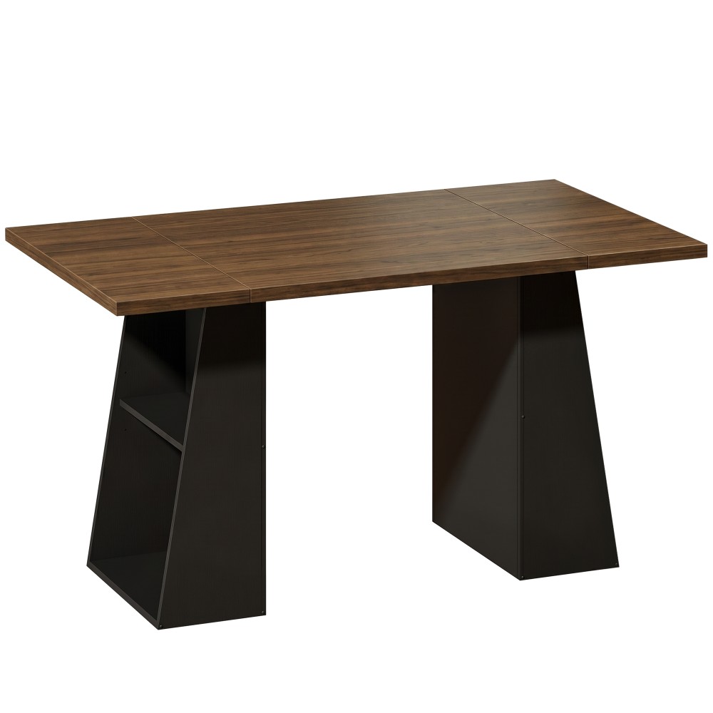 Γραφείο με 4 ανοιχτά ράφια, industrial design, 140 cm, καφέ-μαύρο