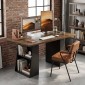 Γραφείο με 4 ανοιχτά ράφια, industrial design, 140 cm, καφέ-μαύρο