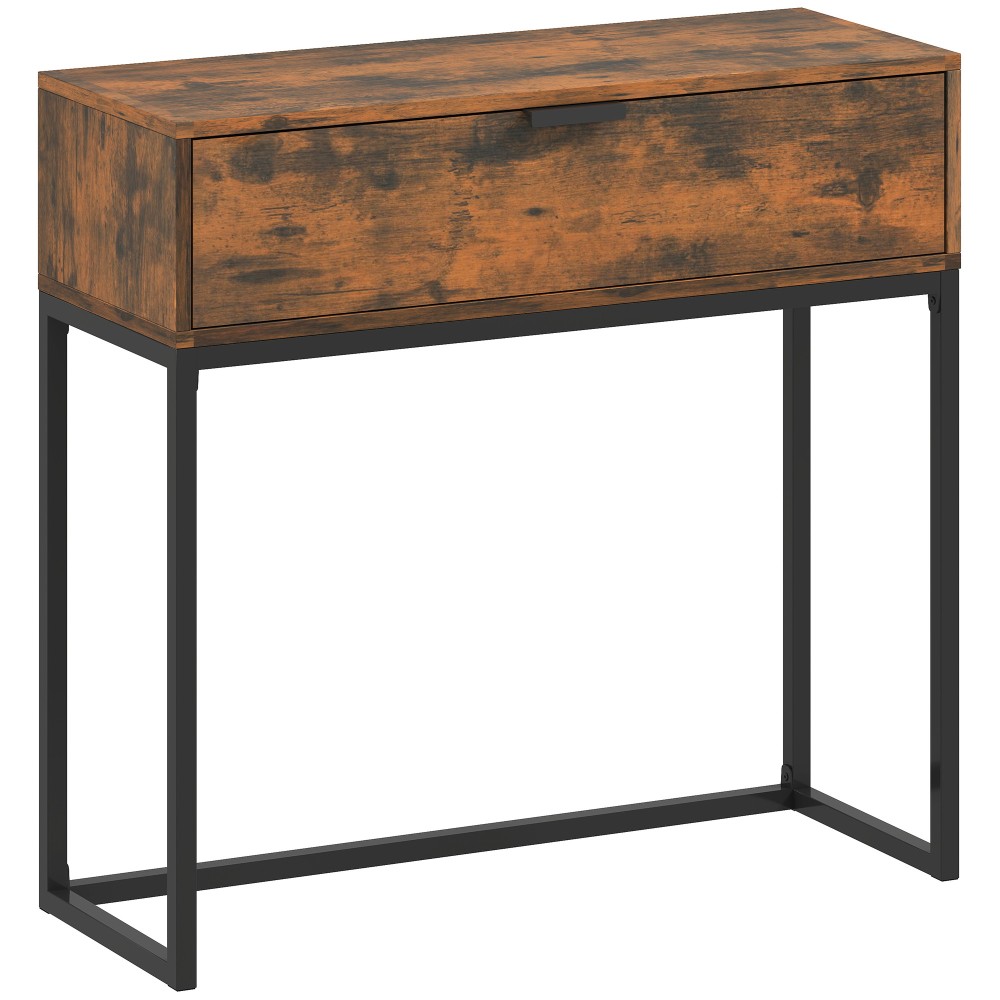 Τραπέζι κονσόλας Τραπέζι διαδρόμου με συρτάρι, industrial design, σαλόνι διάδρομος, 80x30x76 cm, μαύρο