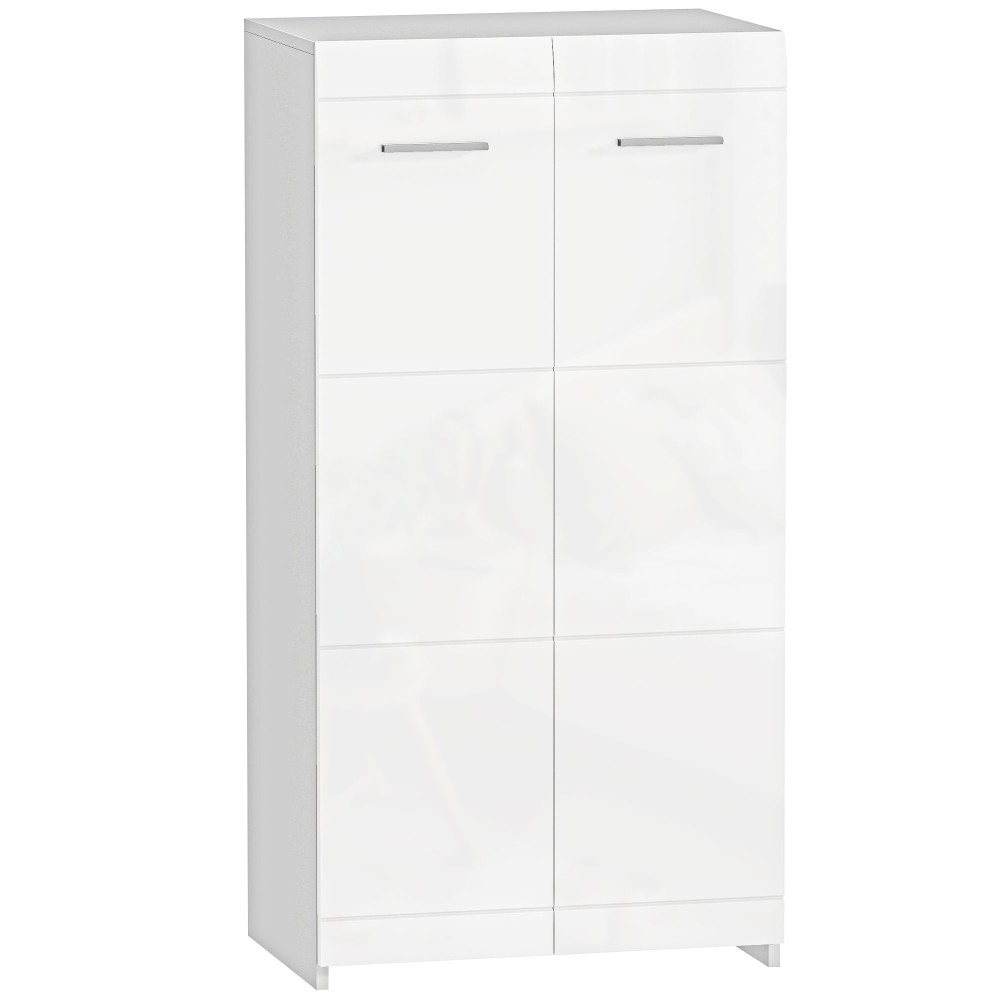 Ντουλάπα παπουτσιών σε high gloss, αποθήκευση παπουτσιών με ρυθμιζόμενα ράφια για διάδρομο, χώρος για 10 ζευγάρια, λευκό