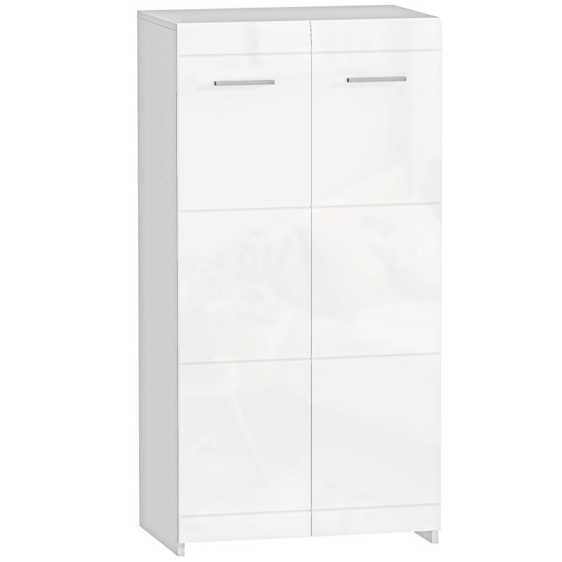 Ντουλάπα παπουτσιών σε high gloss, αποθήκευση παπουτσιών με ρυθμιζόμενα ράφια για διάδρομο, χώρος για 10 ζευγάρια, λευκό