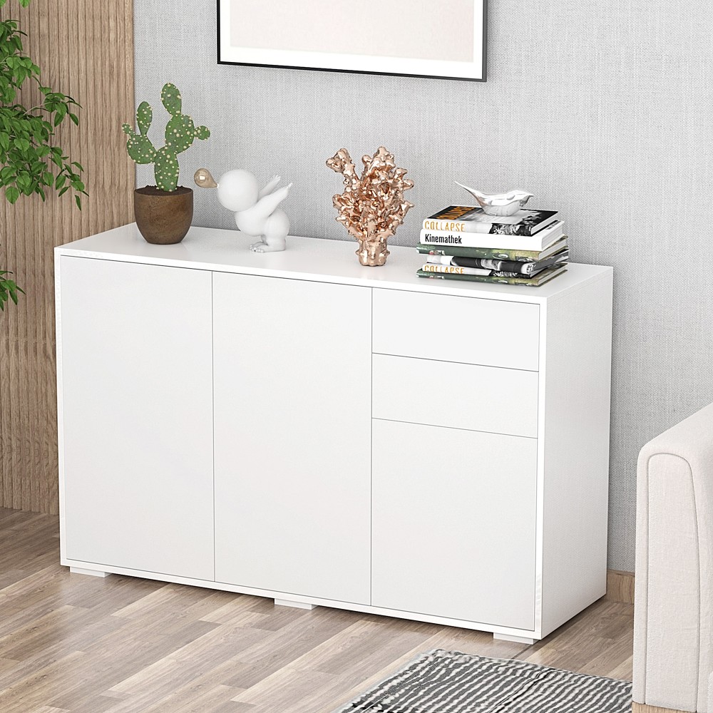 Συρταριέρα μπουφέ, 2 συρτάρια, push-click, 117 cm x 36 cm x 74 cm, λευκό