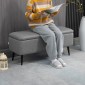 Πάγκος με αποθηκευτικό χώρο, επικαλυμμένος πάγκος με λινό όψη, στήθος καθίσματος με ατσάλινα πόδια 102 x 40 x 44 cm, γκρι