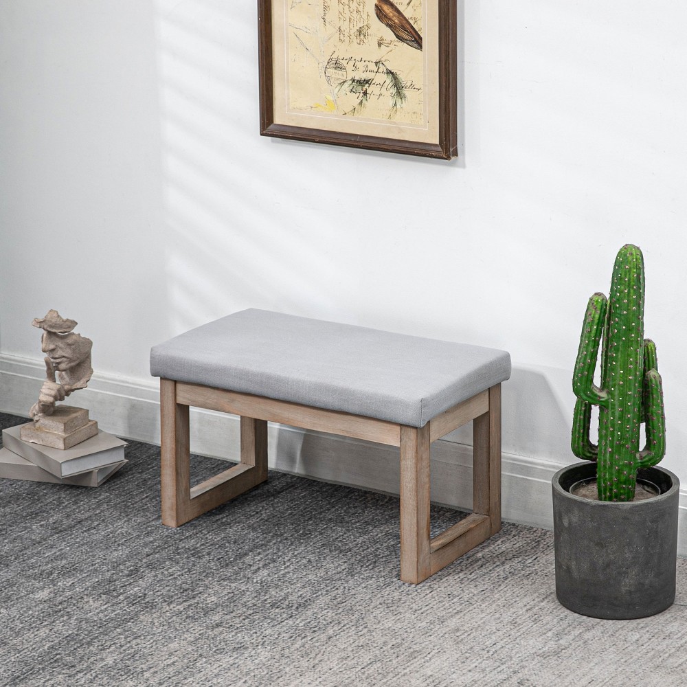 Υποπόδιο σε σχέδιο Scandi, σκαμπό, υποπόδιο, 68 cm x 38 cm x 42 cm, γκρι + φυσικό
