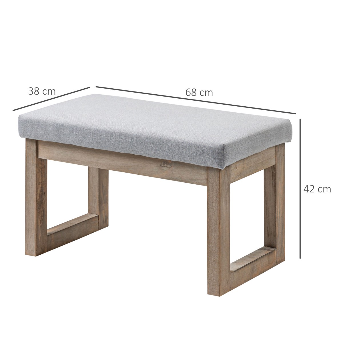 Υποπόδιο σε σχέδιο Scandi, σκαμπό, υποπόδιο, 68 cm x 38 cm x 42 cm, γκρι + φυσικό