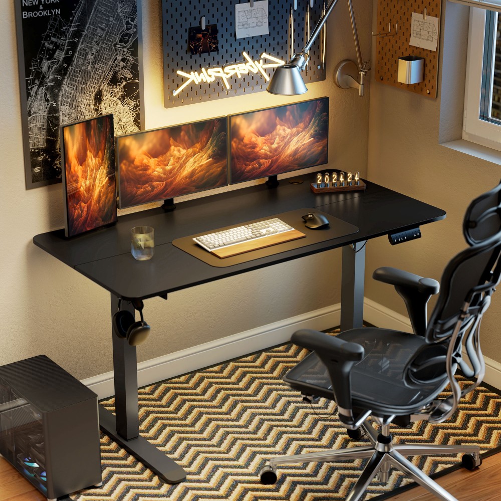 Vinsetto Γραφείο Όρθιας Εργασίας Ρυθμιζόμενο σε Ύψος Γραφείο Υπολογιστή, 140 cm x 70 cm x 116 cm, Μαύρο