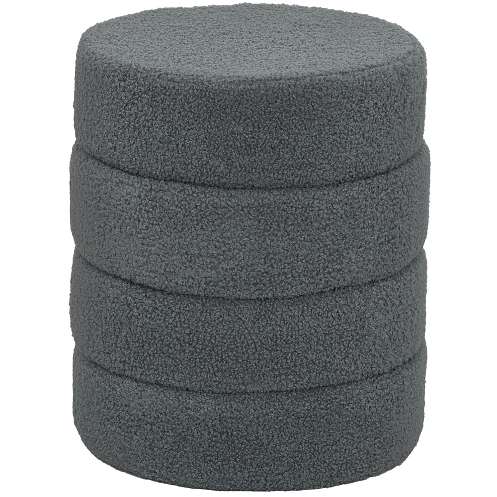 Σκαμπό, στρογγυλό, teddy fleece, έως 120kg, Φ40x45H cm, σκούρο γκρι
