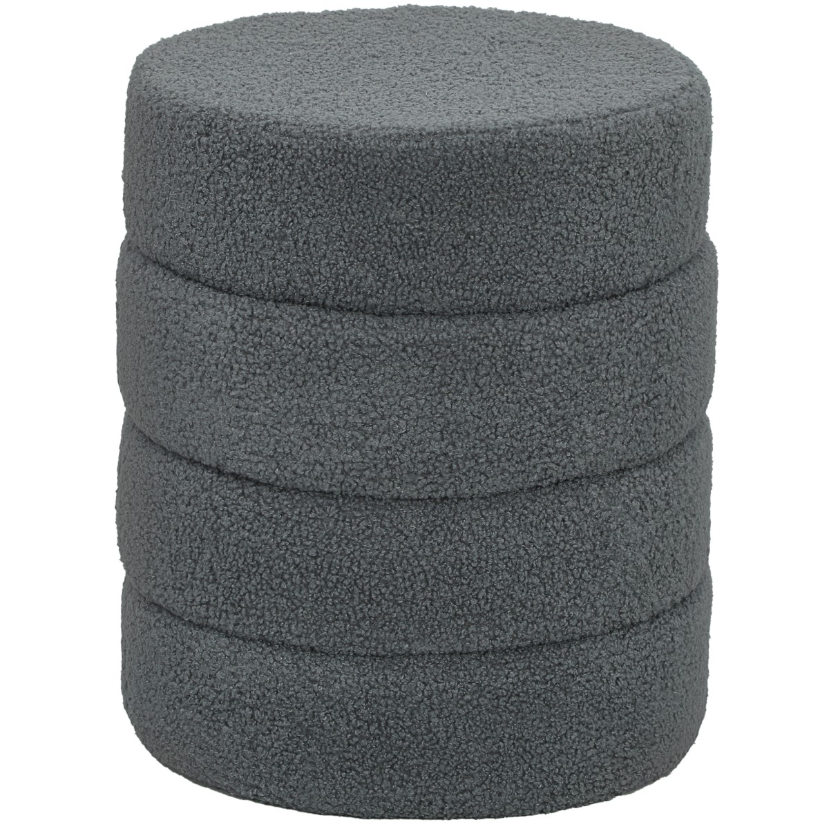 Σκαμπό, στρογγυλό, teddy fleece, έως 120kg, Φ40x45H cm, σκούρο γκρι